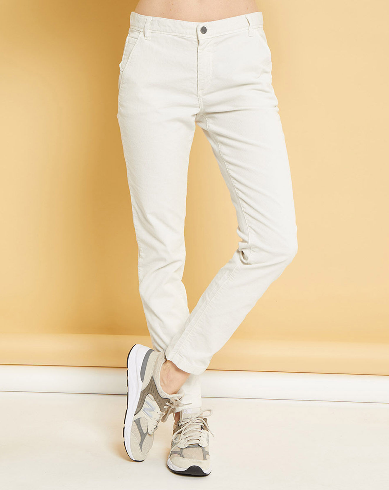 Acquaverde Pantalon chino Natural Tess new blanc craie
