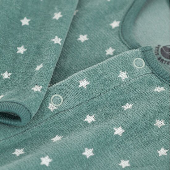 Pyjama bébé étoiles en velours   Bleu brut/blanc marshmallow        12 mois   de               Petit Bateau
