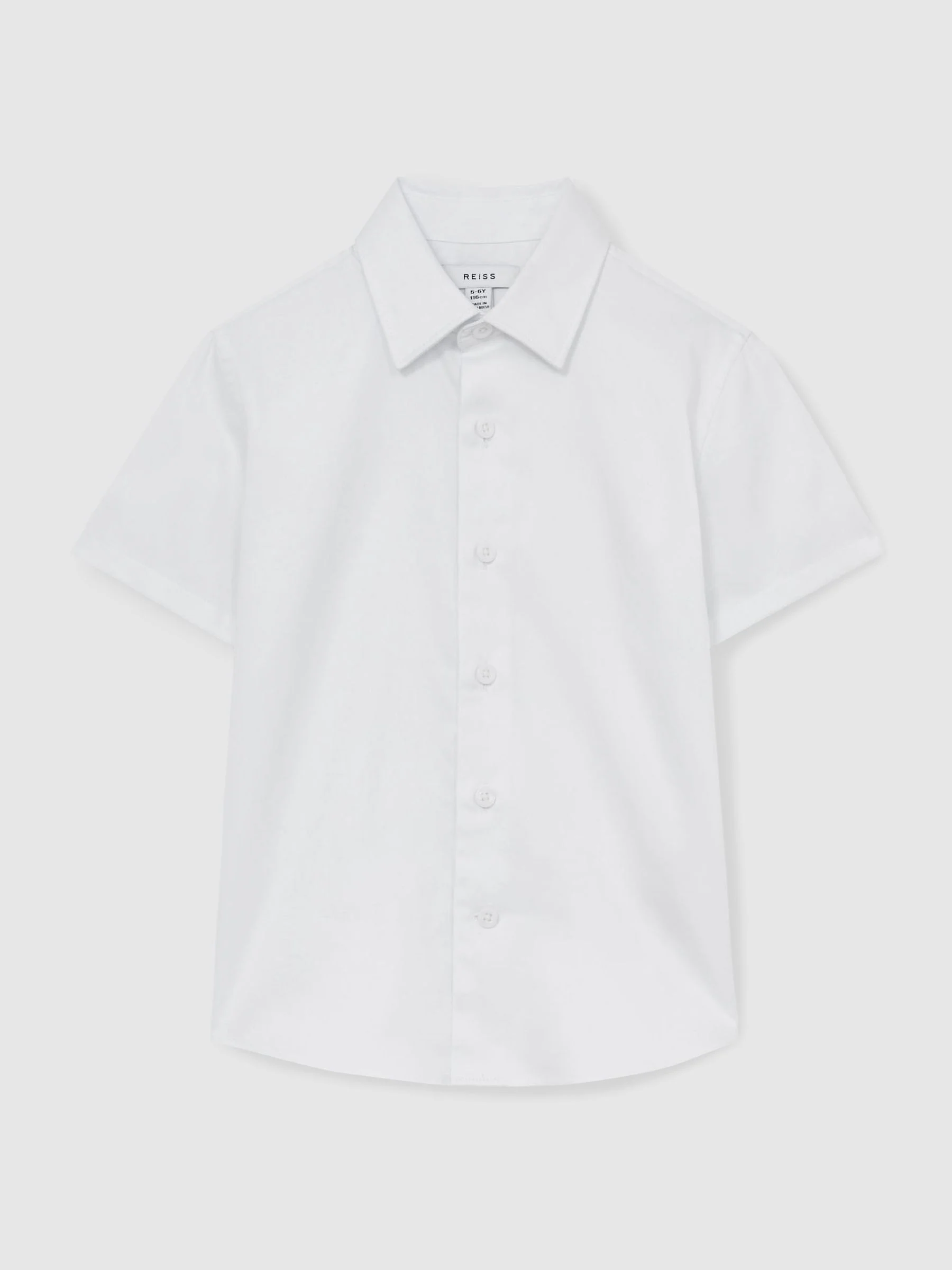 Reiss Woods Katoenen Slim-Fit Overhemd met Korte Mouwen