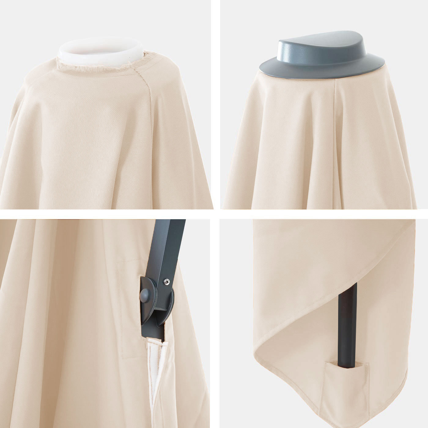 Ersatz-Bezug für Luxus-Ampelschirm MCW-A96, Sonnenschirmbezug Ersatzbezug, 3x3m (Ø4,24m) Polyester 2,7kg ~ creme