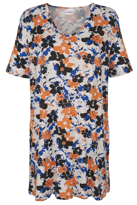 Longshirt, Blumenmuster, Halbarm
