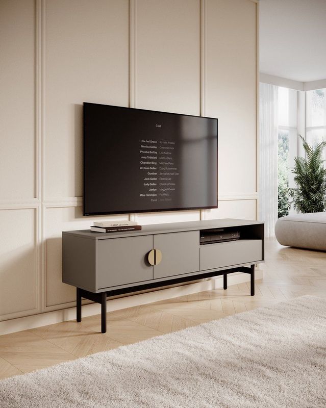 Selsey - Stoon - TV-meubel - Steengrijs - Spaanplaat en Gepoedercoat Staal