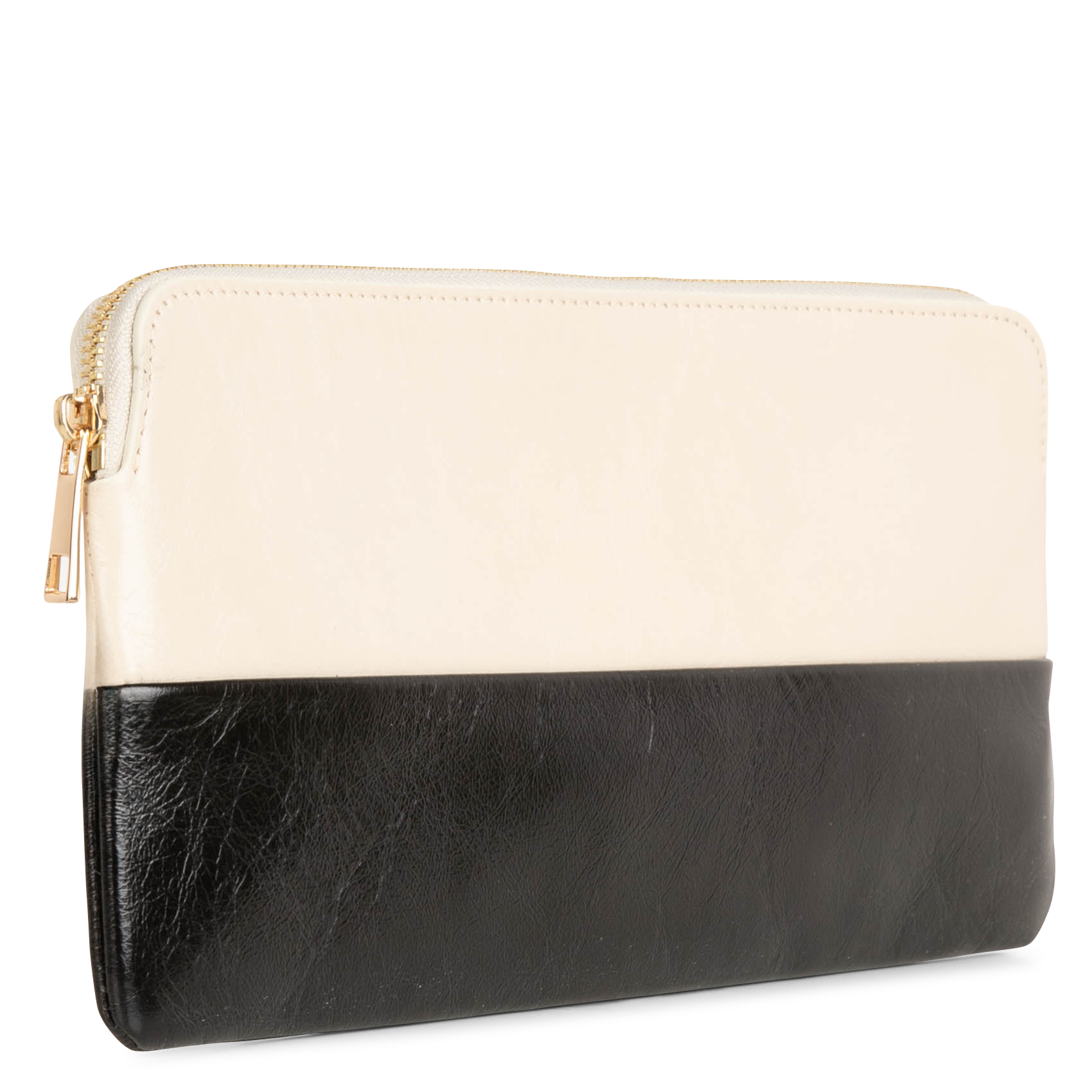 ELYTA - Pochette bicolor en cuir | Noir