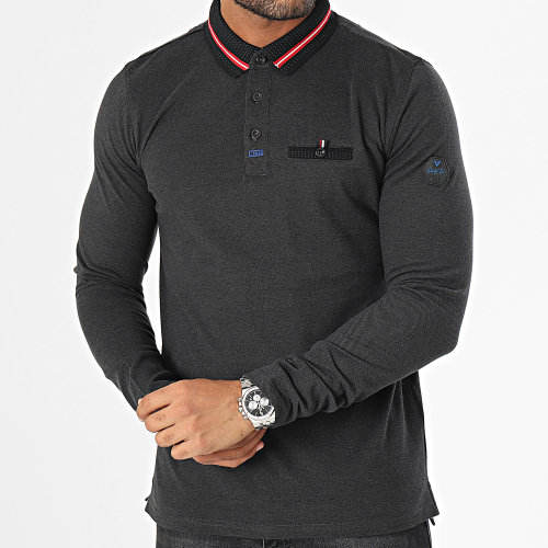 Polo Manches Longues Gris Anthracite
