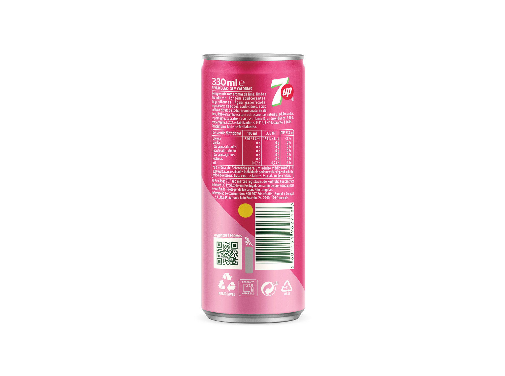 REFRIGERANTE C/GÃS 7UP ZERO PINK 0.33L