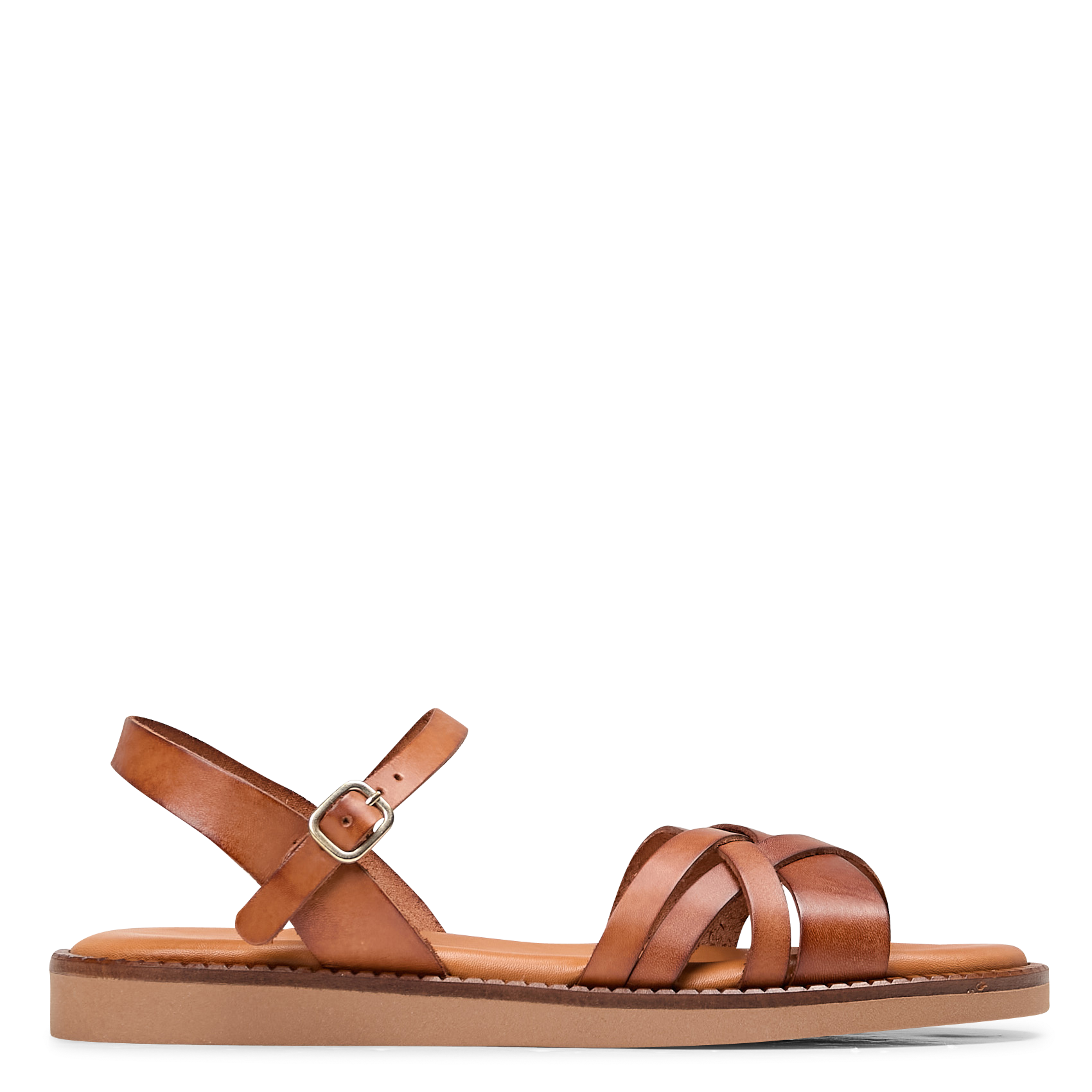 IDYLLE - Sandales bout ouvert en cuir | Marron