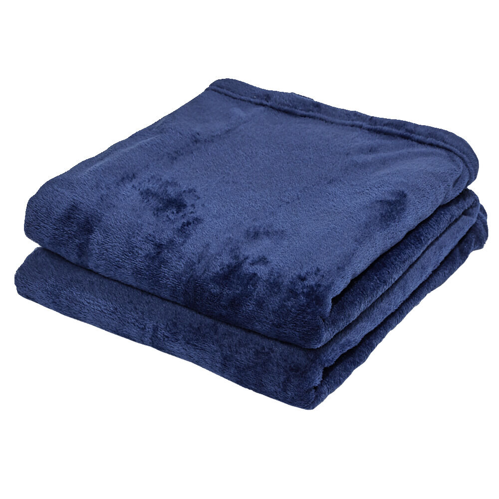 Plaid 150x200cm 100% polyester uni (2 modèles bleu ou rouge)