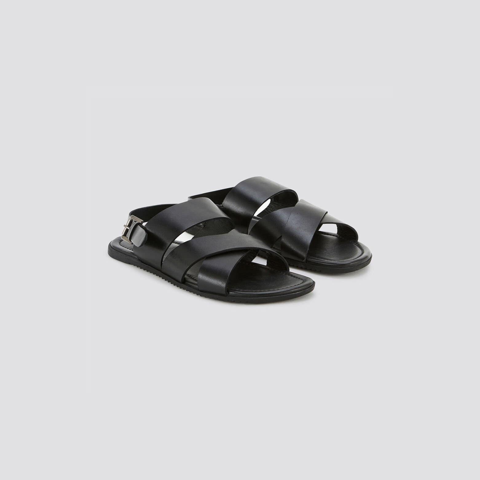 Sandales en cuir Noir