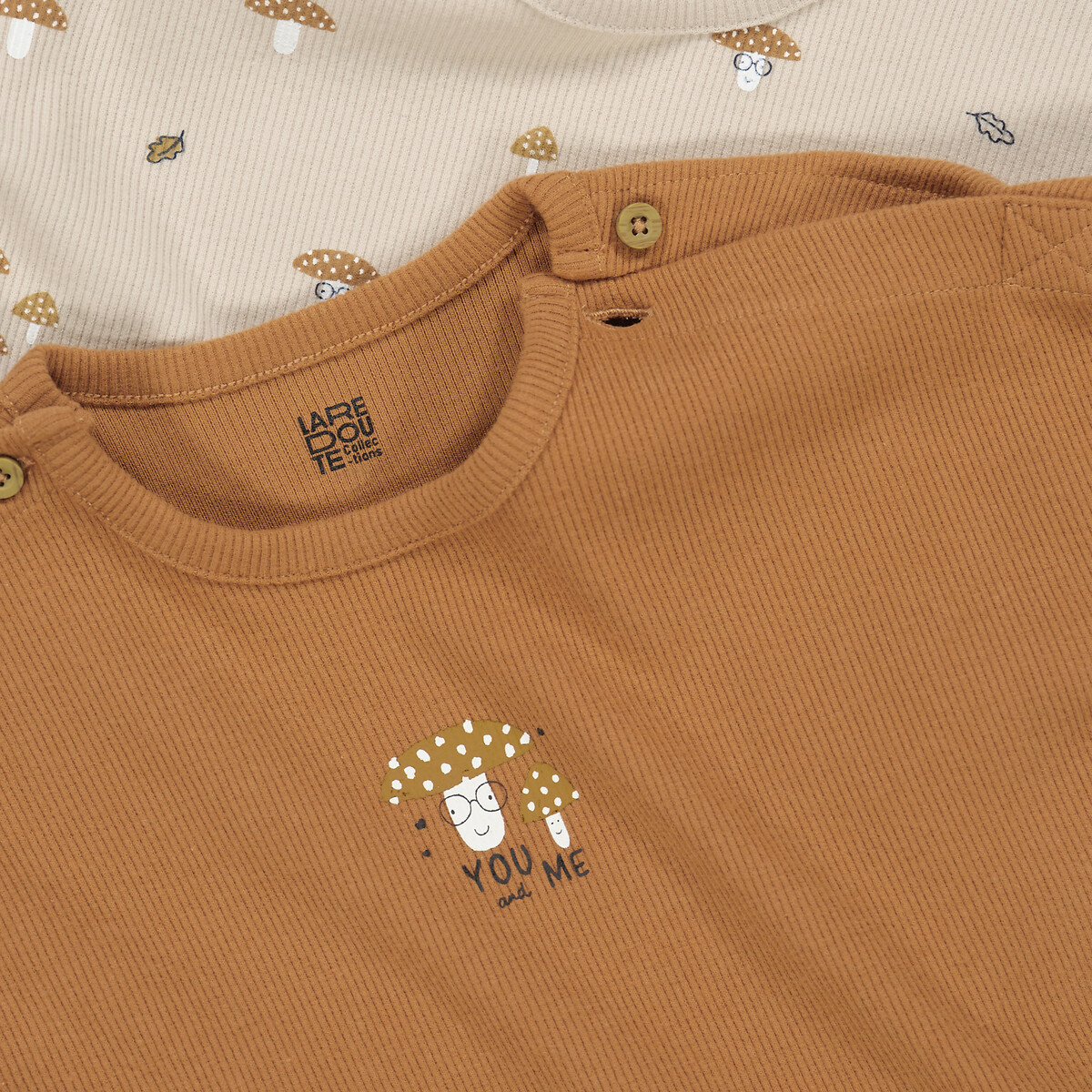 COLEÇÃO LA REDOUTE<br>Conjunto de 2 camisetas de manga comprida com estampa de cogumelos