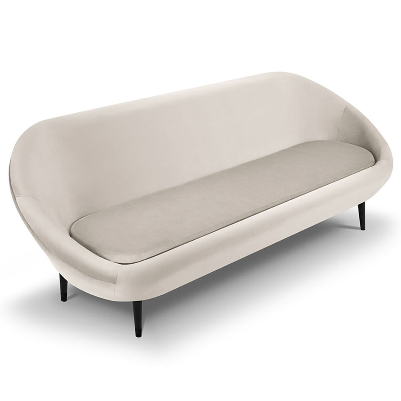 Mazzini Sofas Canapé velours petale 3 places beige - 222x90x92 cm