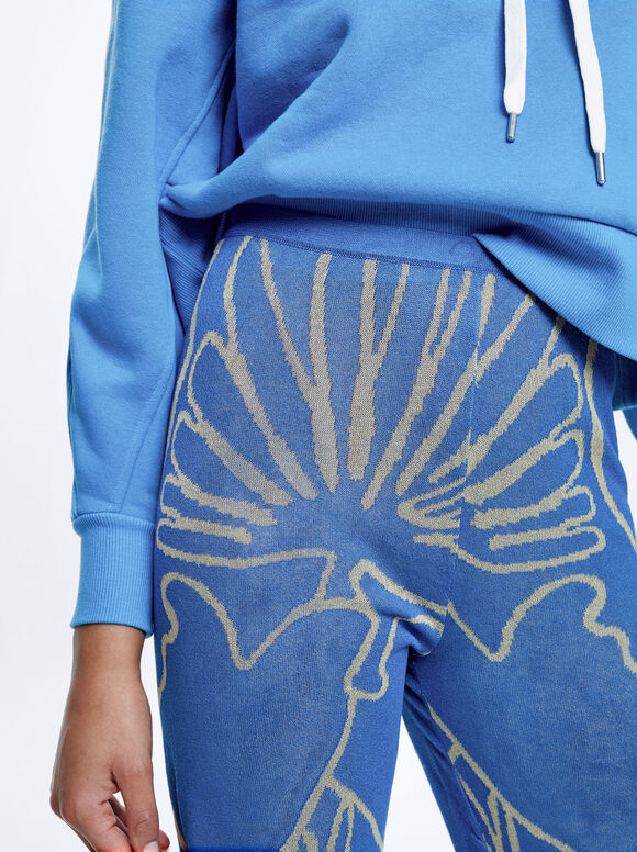 Calças Jacquard - Azul