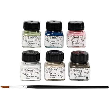KREUL Glas- und Porzellanfarben, 6 x 20 ml sowie 1 Pinsel