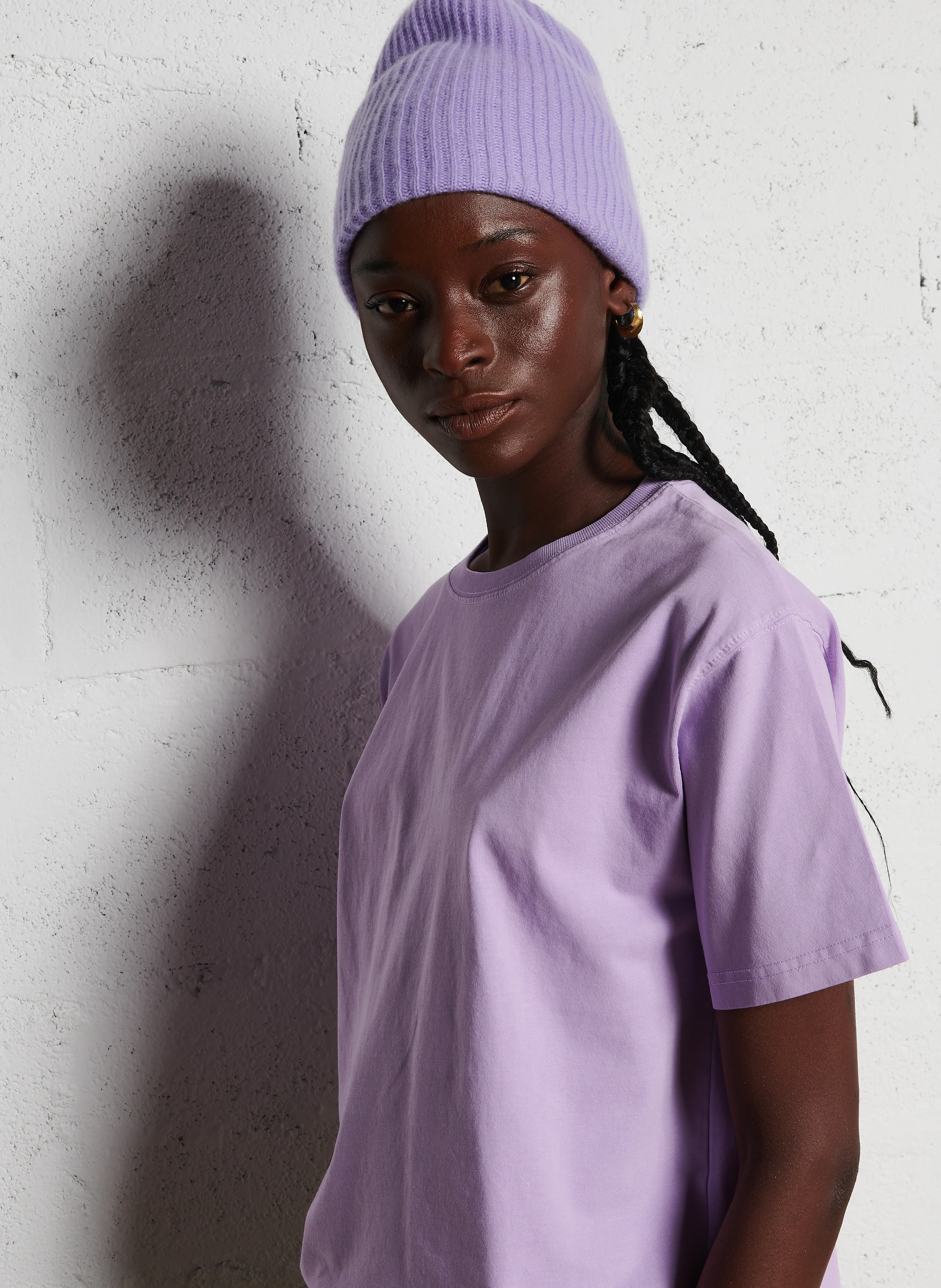 FIZVALLEY - Tee-shirt ample col rond en coton| Violet