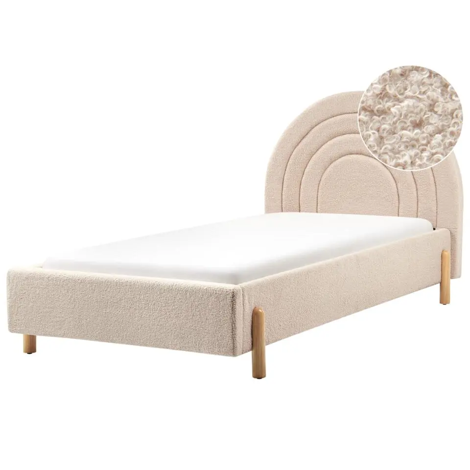 ANET - Bed - Beige - 90 x 200 cm - Bouclé