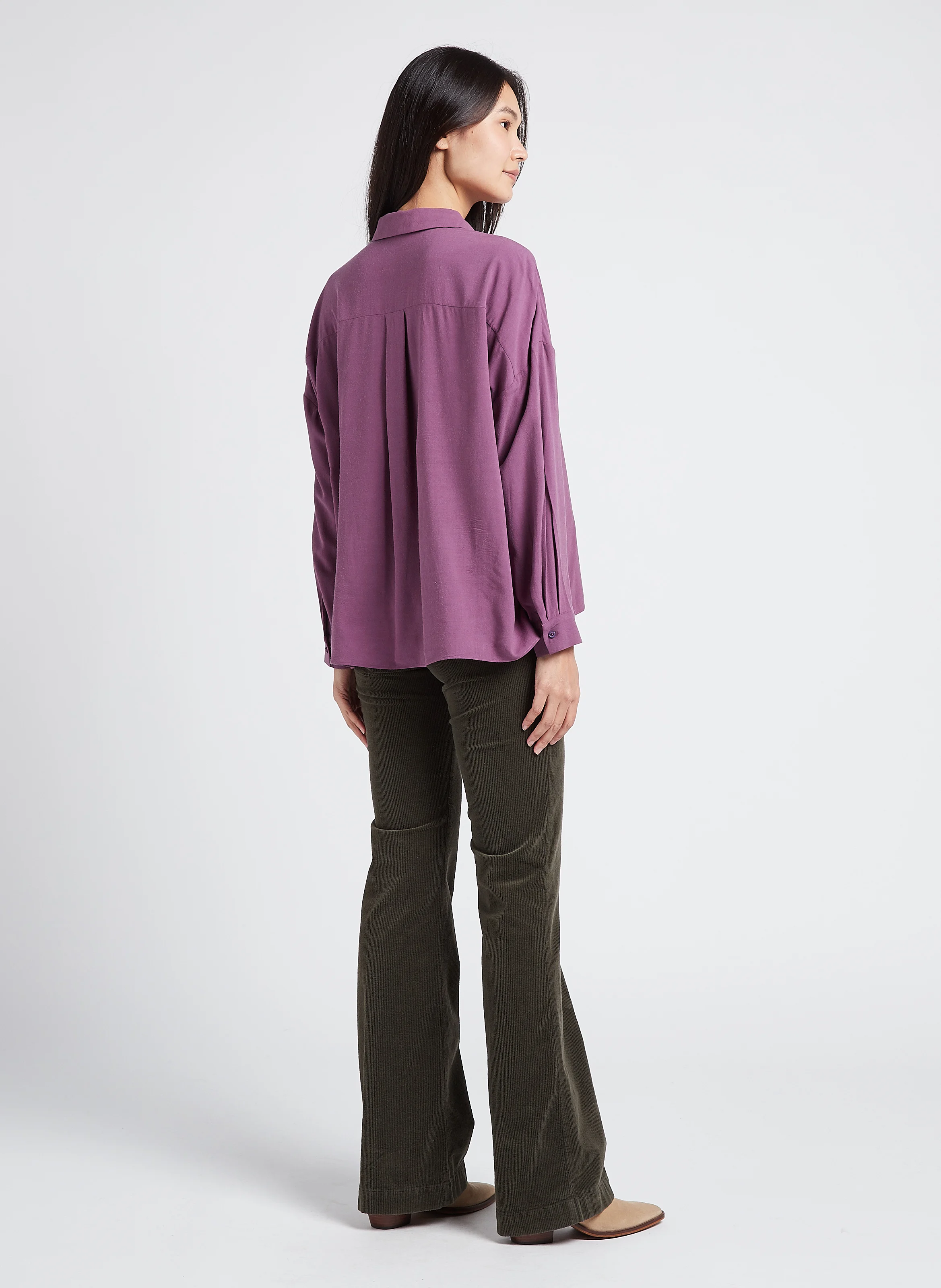 Pantalon patte d'eph en coton mélangé | Kaki