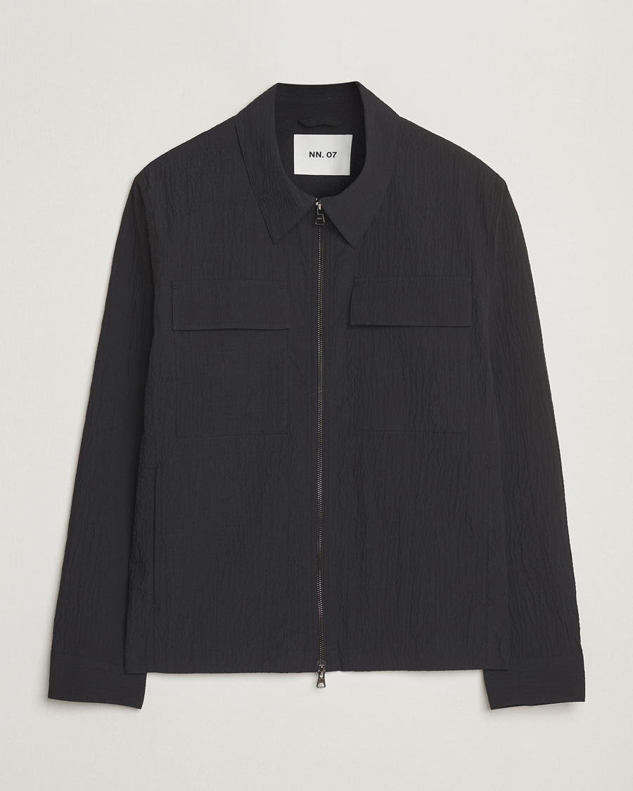 NN07 Alban Seersucker Shirt Jacket Black