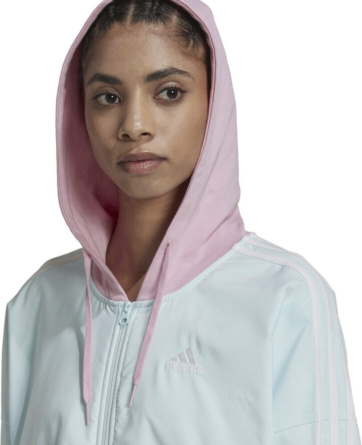 adidas Essentials 3-Stripes Colorblock Full-Zip hættetrøje Blå