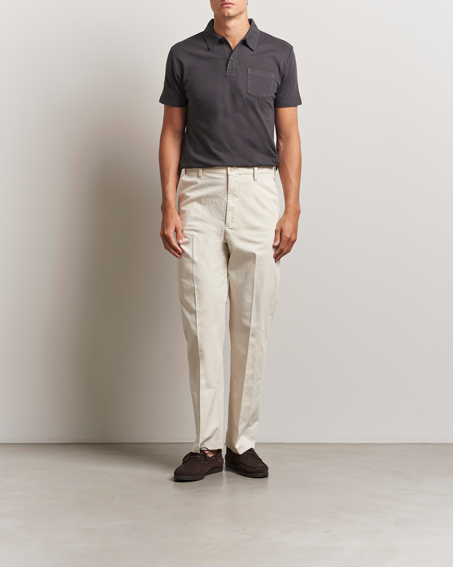 Sunspel Riviera Polo Shirt Charcoal
