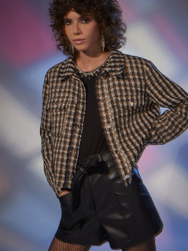 Veste courte à carreaux