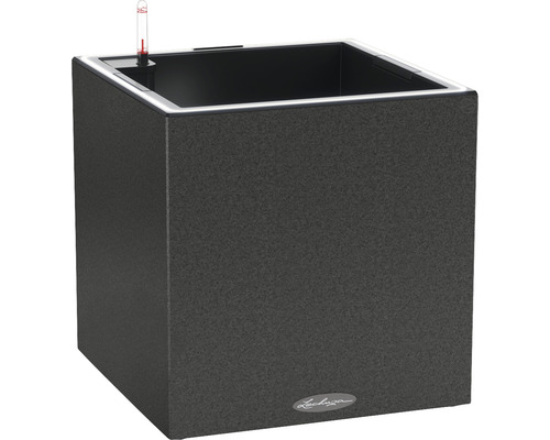 Lechuza Canto Stone 40 LED lage plantenbak, kunststof, 40 x 40 x 40 cm, grafietzwart