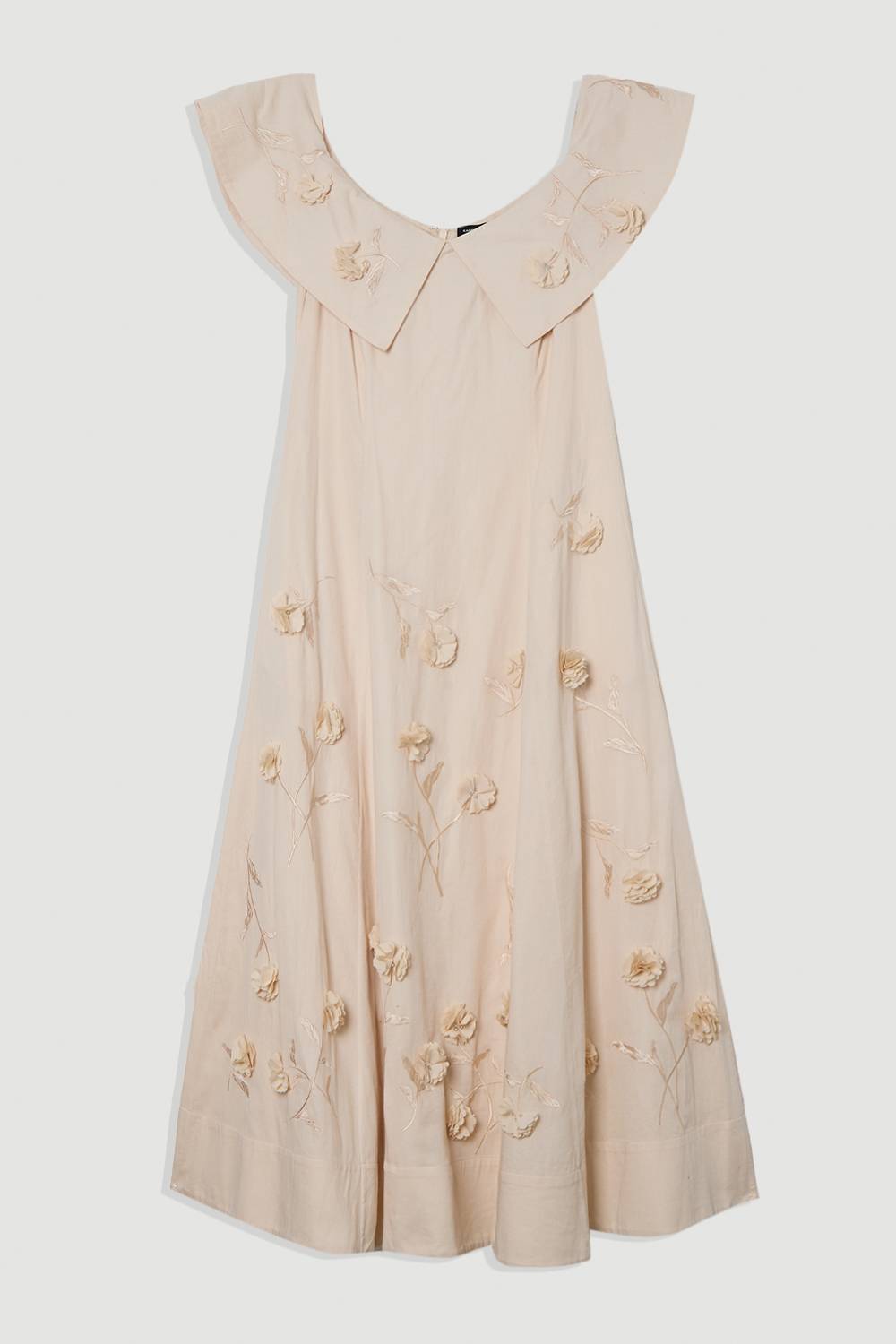KarenMillen Scattered 3D Floral Applique Woven Midi