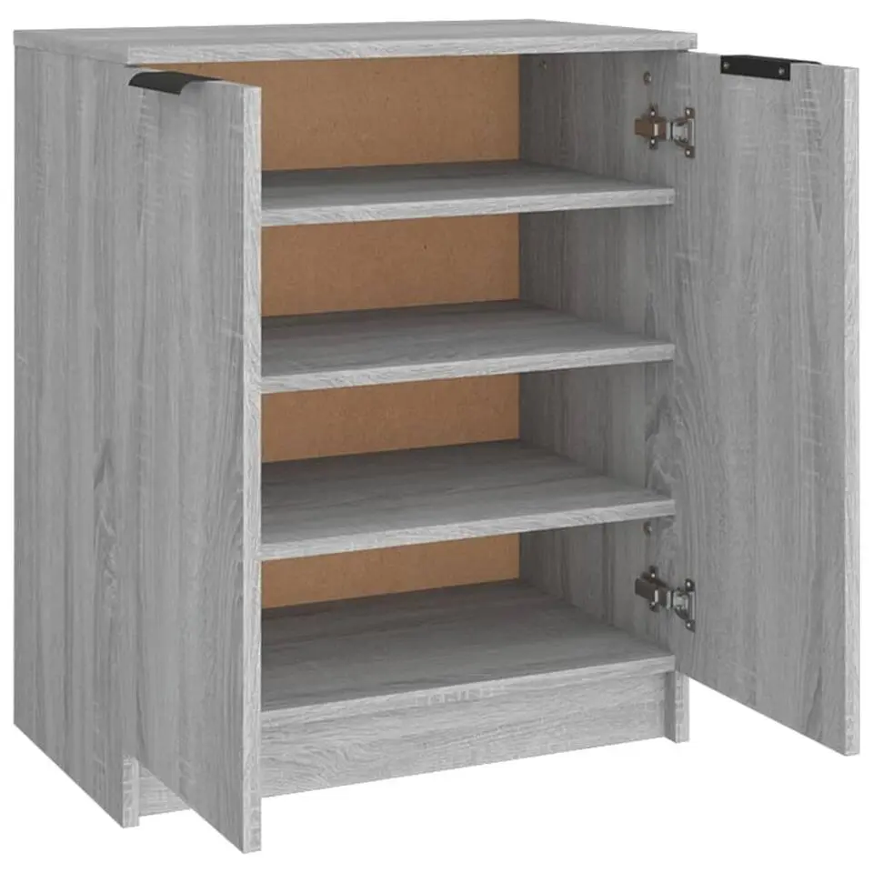 vidaXL - Schoenenkast met 2 deuren - Grijs sonoma eiken - Hout - 59x35x70 cm