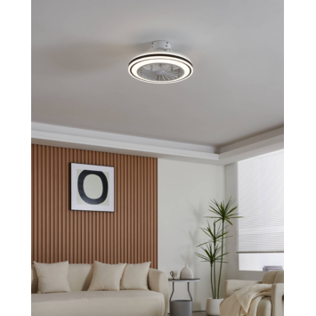 EGLO plafondlamp Almeria met ventilator Ø48cm, zwart/wit