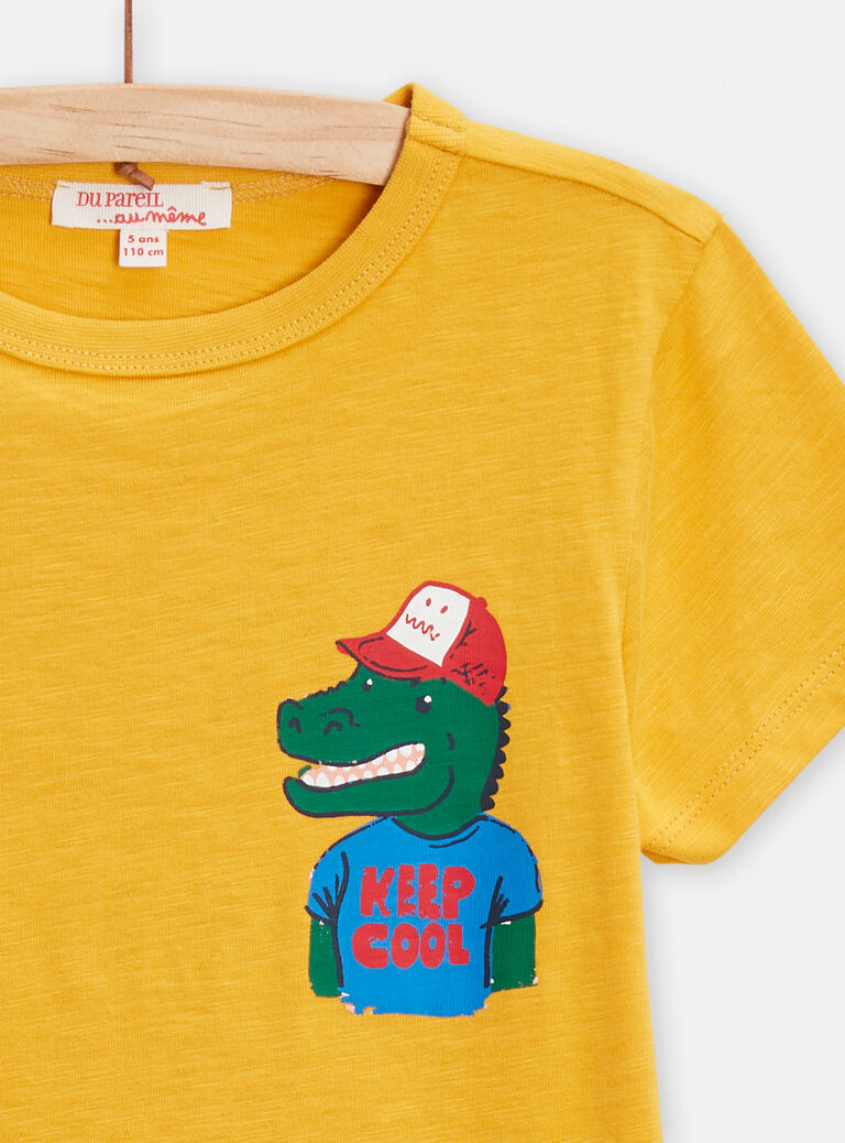 T-shirt jaune animation crocodile pour garçon