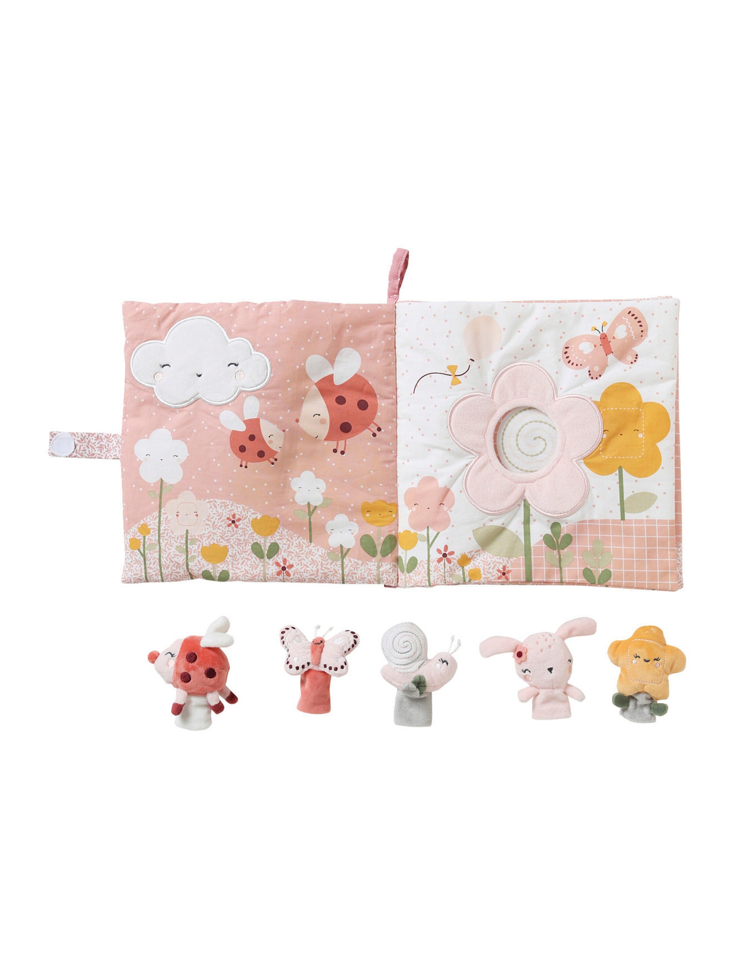 Vertbaudet Baby Stoffbuch mit Plüschtieren ROSA WELT mehrfarbig