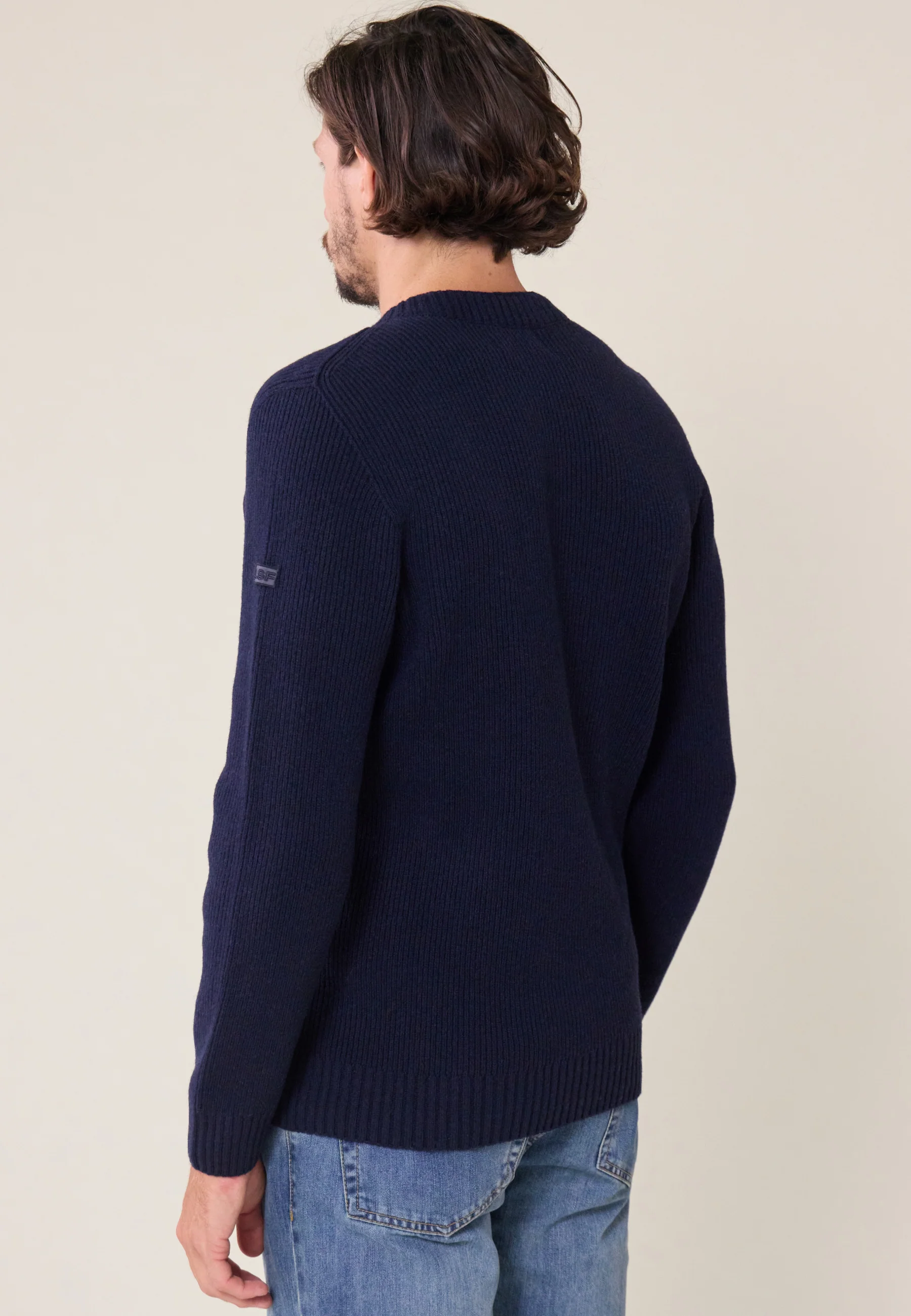 Pull Homme en laine Française-Louis Bleu Marine
