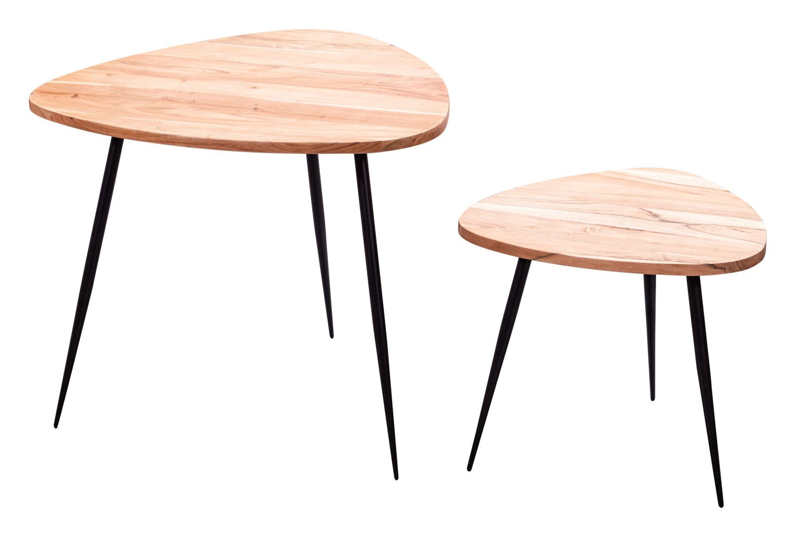 Couchtisch 2er Set Akazie massiv/schwarz