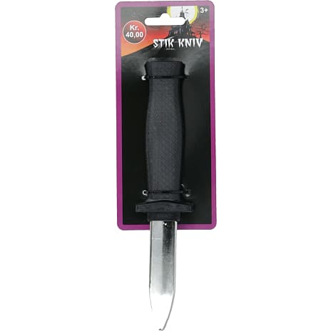 Halloween kniv med kunstigt stik L: 18,7 cm- sort og sølv