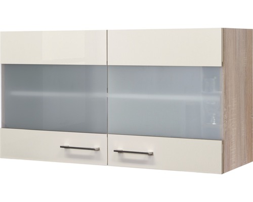 Flex Well wandkast met glazen deur Nepal BxDxH 100 x 32 x 55 cm kasjmier glanzend gedemonteerd scharnier links rechts