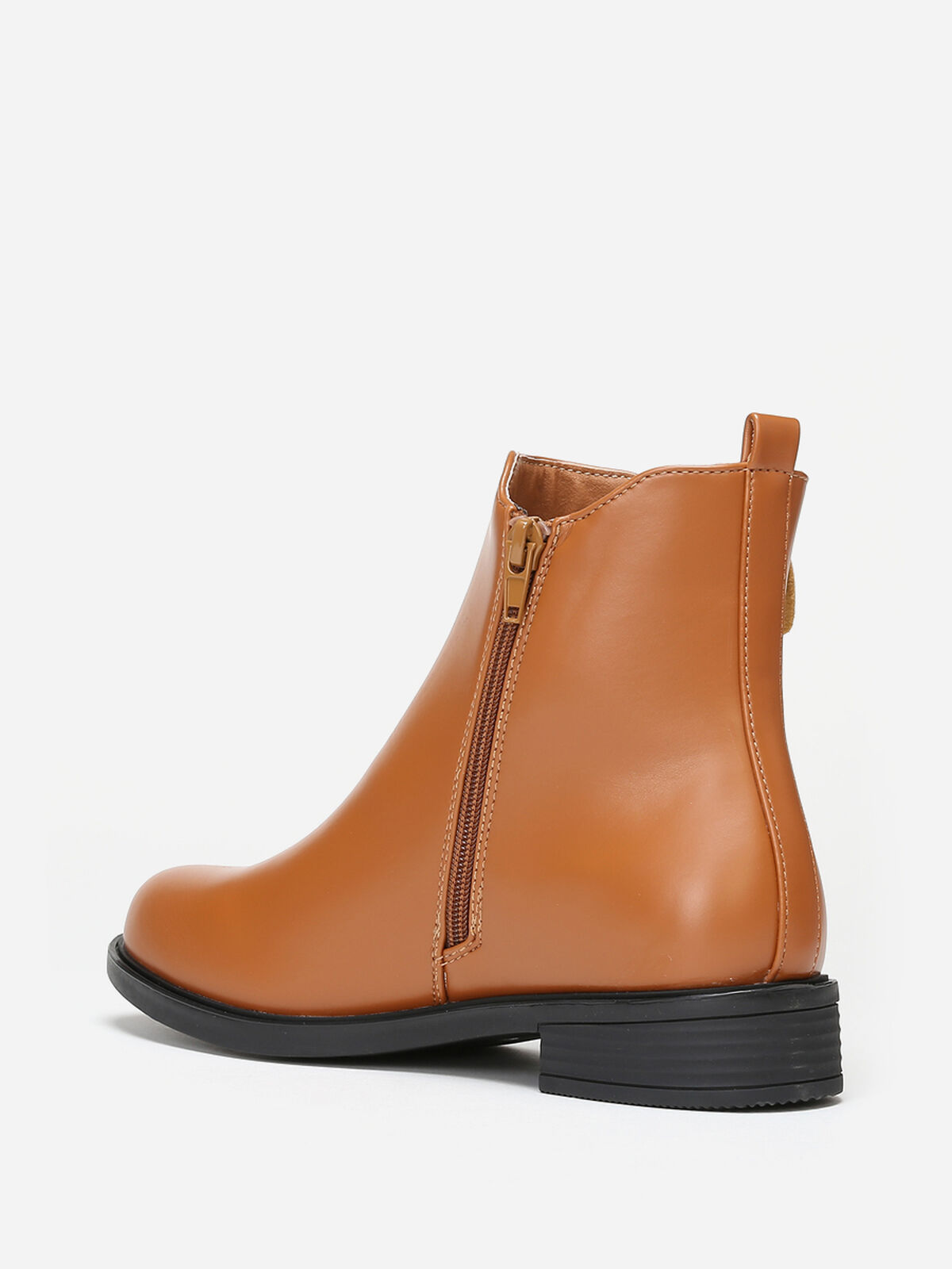 Bottines chelsea en simili à boucle- Camel