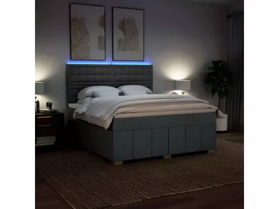 Sommier à lattes de lit avec matelas Gris foncé 180x200cm Tissu