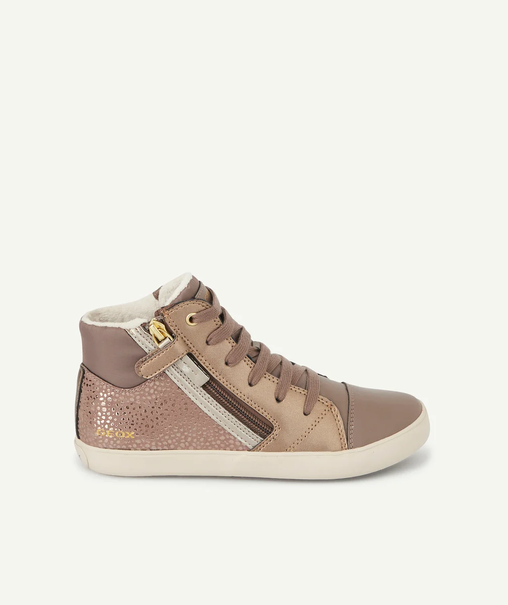 GEOXBASKETS MONTANTES FILLE GRISES AU TISSU BRILLANT