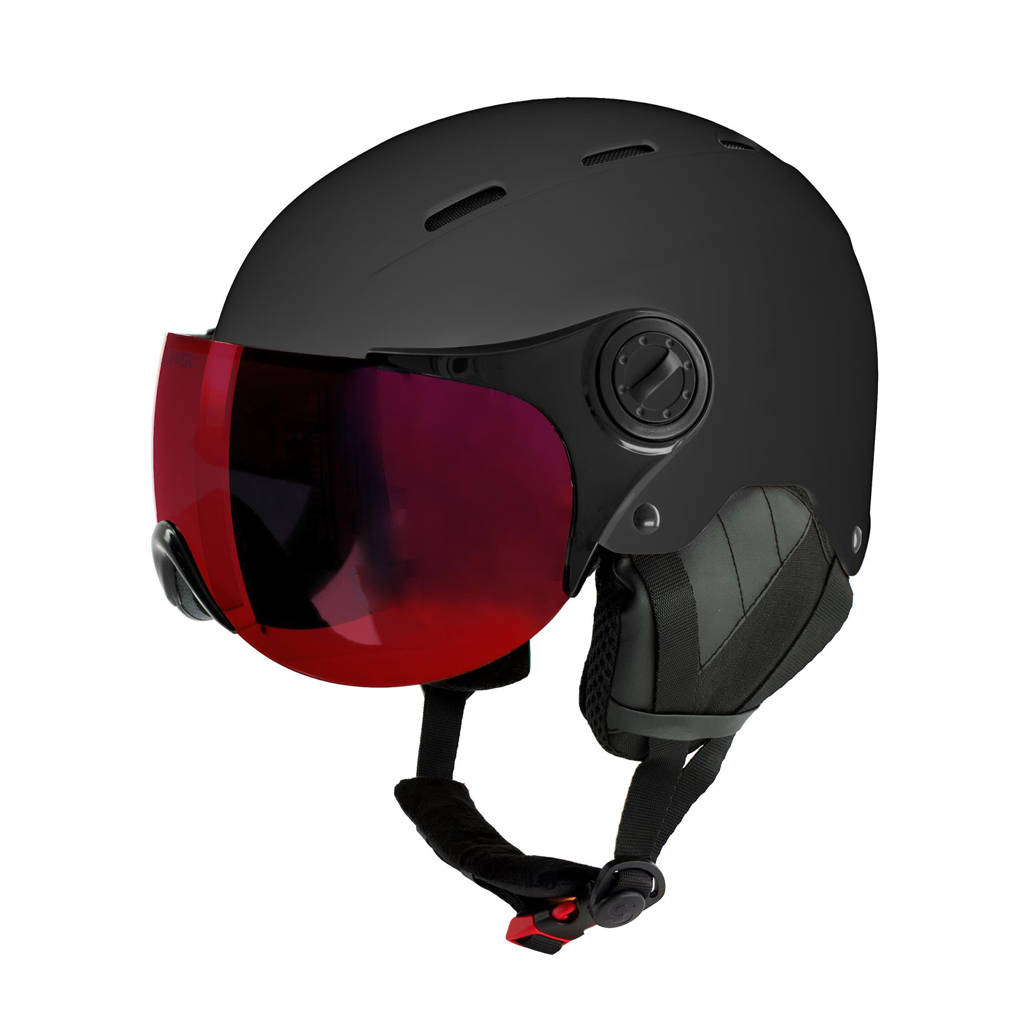 Sinner ski helm met vizier Typhoon Visor mat zwart (rode lens)