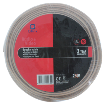 Q-Link luidsprekersnoer 2x1.5mm 50 meter transparant
