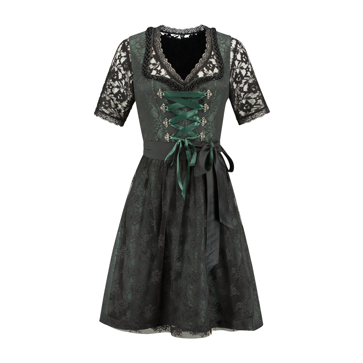 Zwart Groene Dirndl Jurk Oktoberfest Dames Jaquard