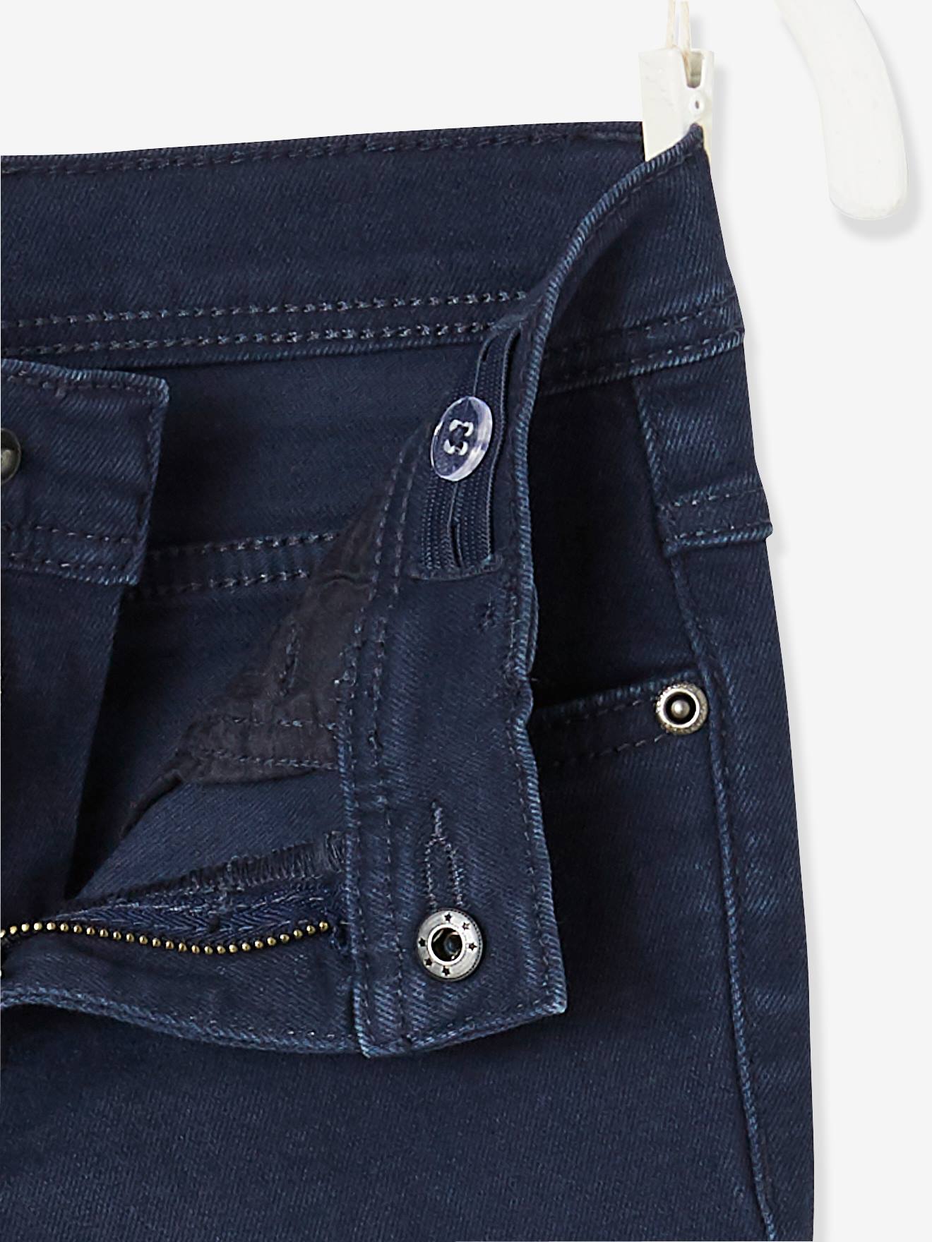 Calças Morphologik slim-fit com corte amplo no quadril, para meninos, azul escuro liso.