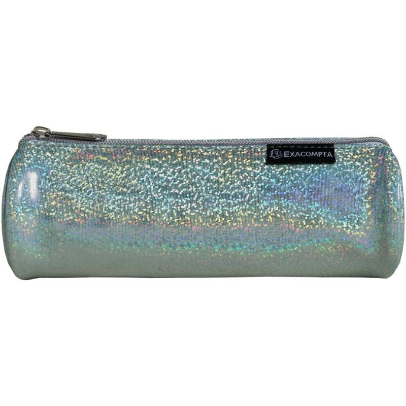 Trousse ronde PU Glitter - 22,5x7,5cm - Couleurs assorties