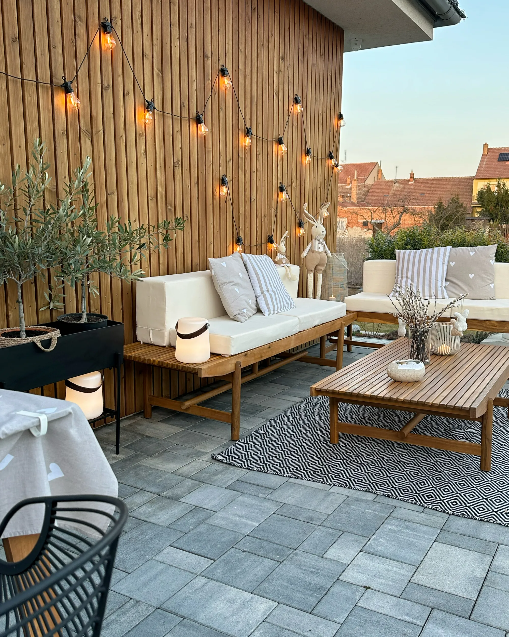 Loungeset met tafel 4-zits GIAVENO Acaciahout Gebroken wit