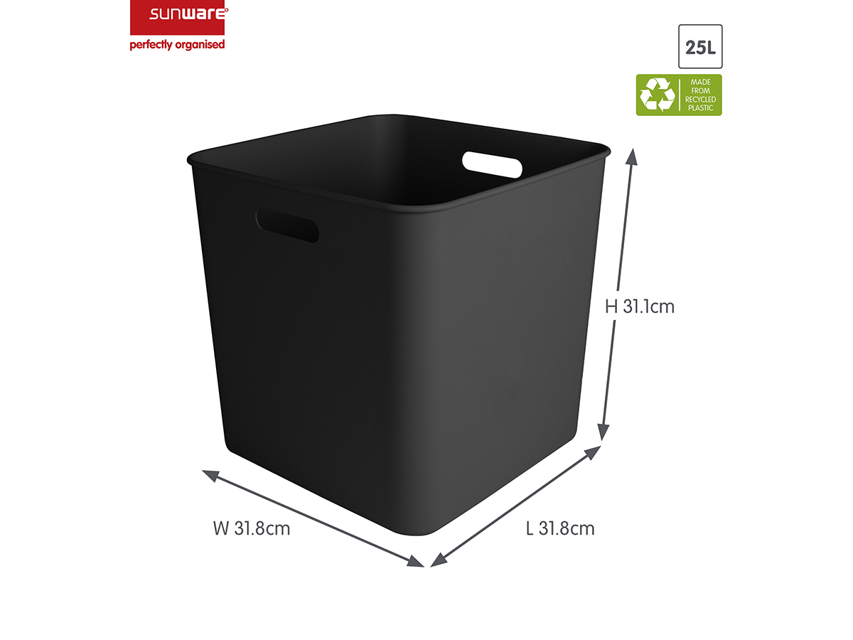 Sunware Sigma home 25 liter Black cube box - Set van 4