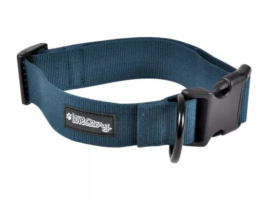 Collier pour chien réglable en viscose de bambou - Bleu - Taille XL (de 50 à 70 cm)