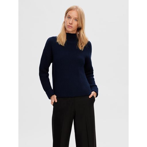 Selected Femme Selma Striktrøje, Dark Sapphire, L