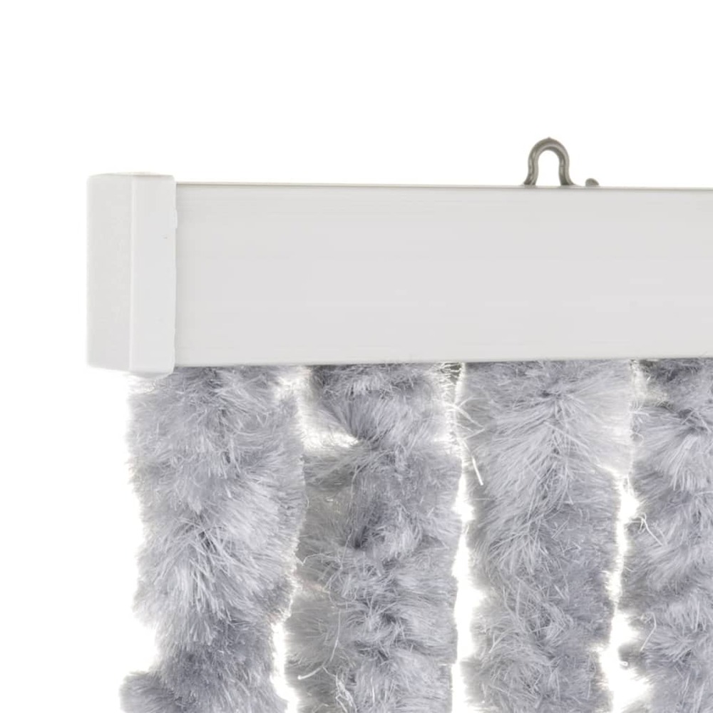 Rideau de porte chenille stripe 185x56 cm gris et blanc