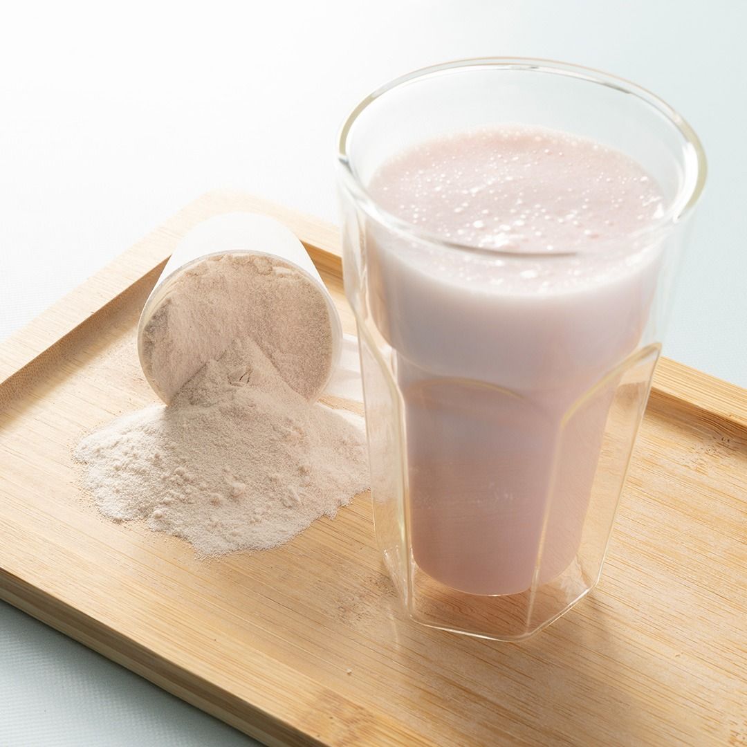 Whey proteïne milkshake aardbei