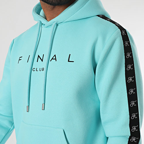 Sweat Capuche A Bandes Avec Broderie 780 Bleu Pastel