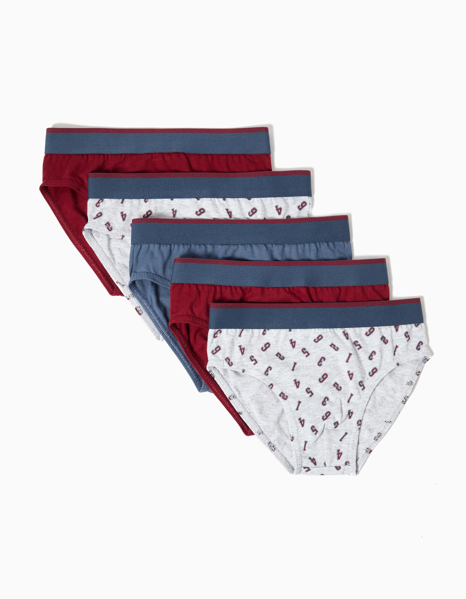 Pack 5 Cuecas, Menino, Vermelho Escuro