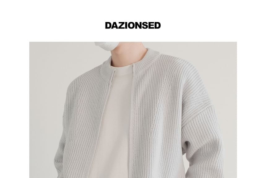 DAZO Studios - Ronde kraag, effen geribbeld gebreid vest met rits